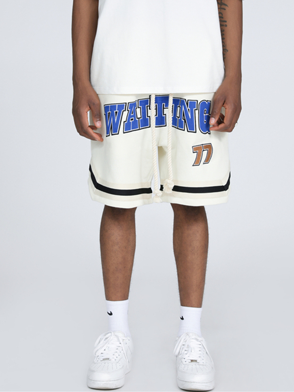 Waitingwave Summer Drawstring Shorts for Men, Loose Casual Style with Slits, Sports Basketball Shorts for Women