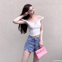 Limited time 30% off nicky super sexy design niche short v-neck sleeveless top womens summer 2022 trendy pink and white