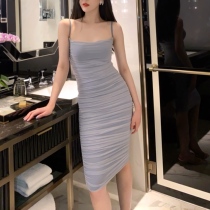 nicky haze blue long slim suspender dress womens inner suspender skirt autumn bottoming skirt 2022 new