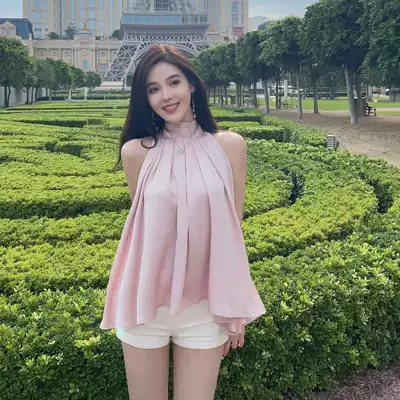 nicky human peach pink sweet French strapless top female summer design sense feminine 2021 New