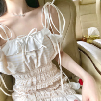 Limited Time 3 fold nicky super good little sweetheart light yellow square collar irregular dress 2021 design