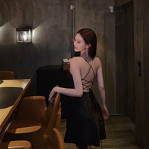 nicky high-end pure desire black suspender skirt 2022 summer with straps and backless design sleeveless and thin