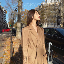 50% off for a limited time nicky2022 spring and autumn new long section slim windbreaker coat womens knee-length classic British wind coat