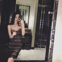 nicky world stunner slim chest lace suspender skirt thin hollow sexy feminine hip dress