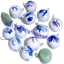 Wenfang Four Treasure Water Drop-ink Clay Pot Jingdezhen Porcelain Drop Kettle Green Flower Powder Color Drip Porcelain Pot stationery Supplies