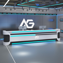 Technological checkout desk e-sports hotel billiards room bar table front desk reception desk KTV counter stainless steel customization
