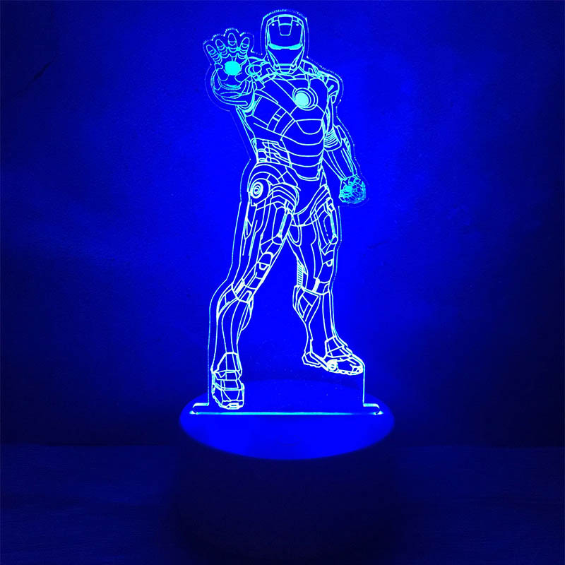 Marvel Iron Man Spider-Man 3D Led Night Light Creative Table Lamp Birthday Gift for Men Avengers 4