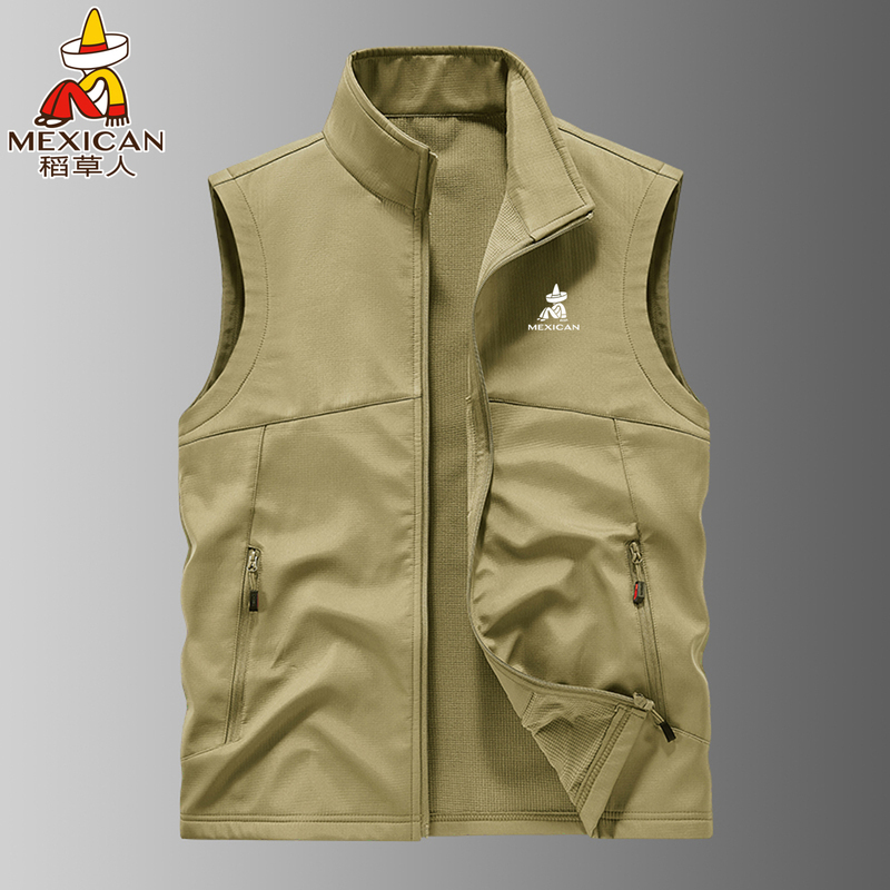 Scarecrow Soft Shell Waterproof Vest Men's Autumn and Winter Outdoor Workwear Vest Fleece-Lined Vest Sports Vest Jacket