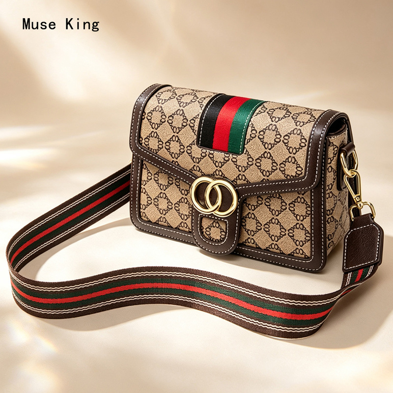French Muse King Light Luxury Women's Bag Genuine Leather Small Square Bag Brand Niche High-End Vintage Monogram Shoulder Crossbody Bag French Muse King Light Luxury Women's Bag Genuine Leather Small Square Bag Brand Niche High-End Vintage Monogram Shoulder Crossbody Bag