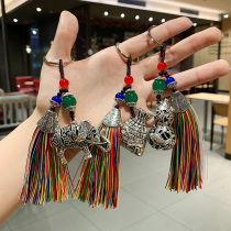New famous family wind hollow gourd pendant female tassel car keychain key chain schoolbag accessories creative gift