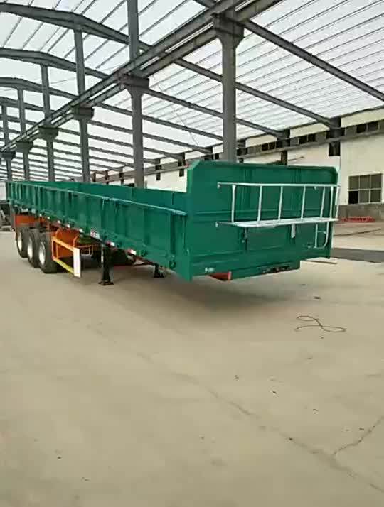 3 Axle 60 Ton Heavy Duty Fence Cargo Truck Trailers Drop Side Wall Semi