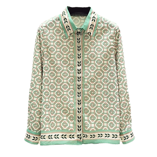 法式2025春装新款重磅高端印花雪纺真丝长袖衬衫女设计感小众上衣