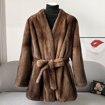 2022 New Mink coat female Middle Ancient Velvet Ferry Fur Coat Middle - long - range Mink Hanin