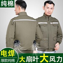 Summer mens work clothes with fans cooling clothes thin and thick air conditioning labor insurance clothes Welder hot cotton