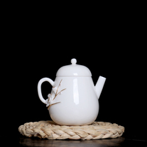 China white handmade pinching inlaid drilling horizontal pot thin tire white porcelain teapot ceramic gunpoint pot big number tea maker single pot