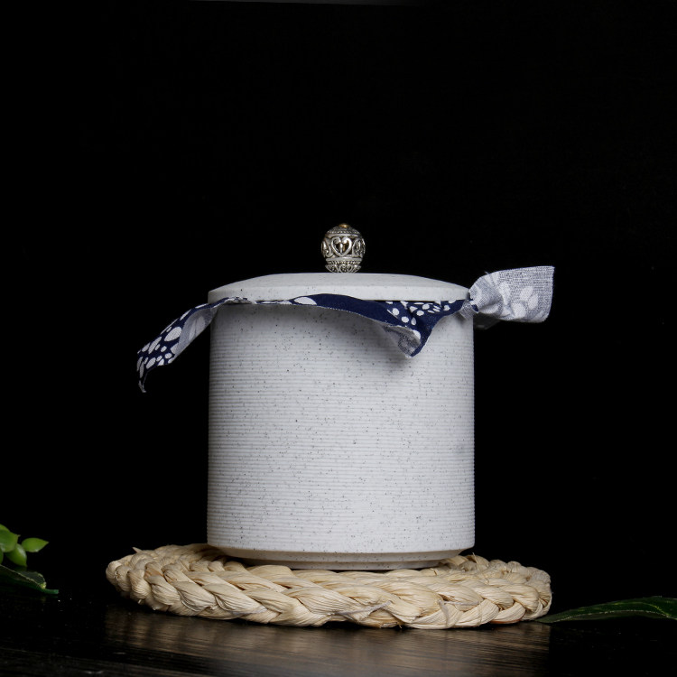 Vintage handmade coarse pottery no stone Jingya Dehua Chinese ceramic trumpet creative Tieguanyin tea pot sealed storage