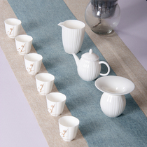 Goat Fat Jade Knead Flower Brewing Petal Teapot Teapot White Porcelain Tea Set 10 Head Gift Tea Set Whole Defied Ceramic Kongfu Tea