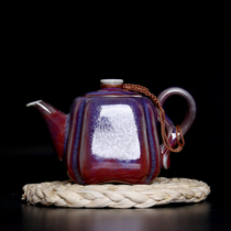 Jun kiln classical bubble teapot ceramic household French kettle Jun porcelain kung fu tea set kiln made creative pot Special