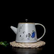 Official kiln tasting tea enlightened Tea music teapot ceramic large number kettle Ru kiln kung fu tea set Ru porcelain creative pot