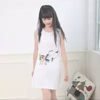 Váy cotton mùa hè cho bé gái váy ngủ bé gái bé gái bé gái lớn bé bông cotton cha mẹ trẻ con đồ ngủ nữ