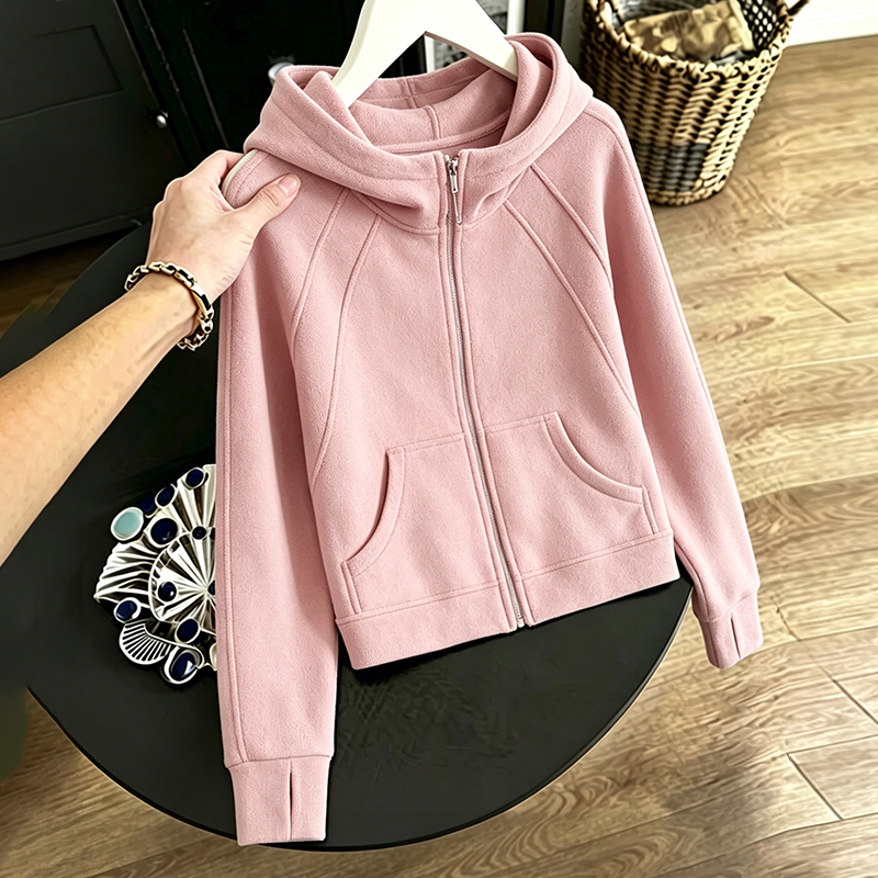 Cardigan Fleece Jacket for Women, Spring and Autumn 2026, New Autumn and Winter Style, Petite Fleece-Lined Thickened Top