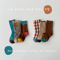 Childrens socks spring and autumn cotton thin girls stockings baby Plaid Japanese children boys in socks autumn and winter
