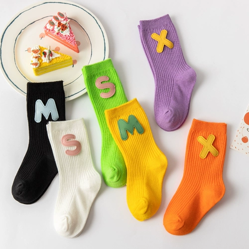 Детские демисезонные тонкие хлопковые носки, цветные гольфы, в корейском стиле, в западном стиле, средней длины