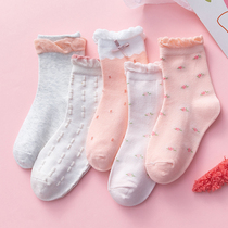 Childrens socks autumn and winter girls cotton Princess baby girl lace small floral socks spring and autumn
