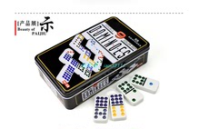 Домино 2022年1月新款儿童益智双六双九双十二多米诺骨牌铁盒套装domino