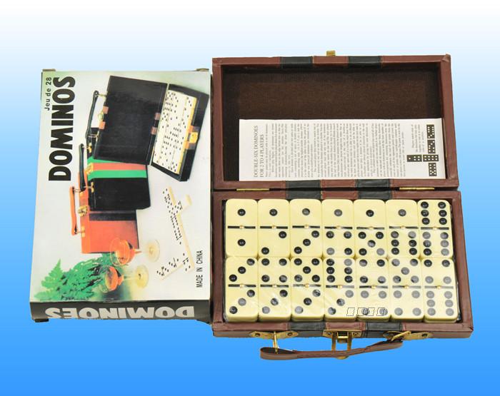 5010 ivory leather box with nails melamine domino set 28 six Dominoes