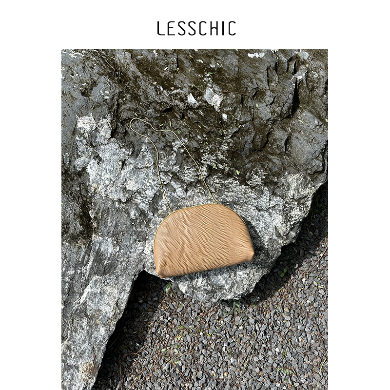 Lesschic【Tr-Sylvia Shell】Imported Cowhide Embossed High-End Fashion Versatile Shoulder Bag