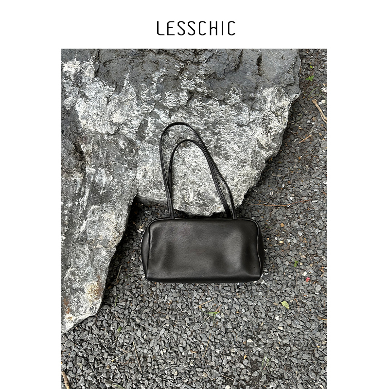 Lesschic【Tr-Astra Mini Bowling Bag】Original High-Gloss Water-Dyed Lambskin Full Sheepskin Shoulder Bag