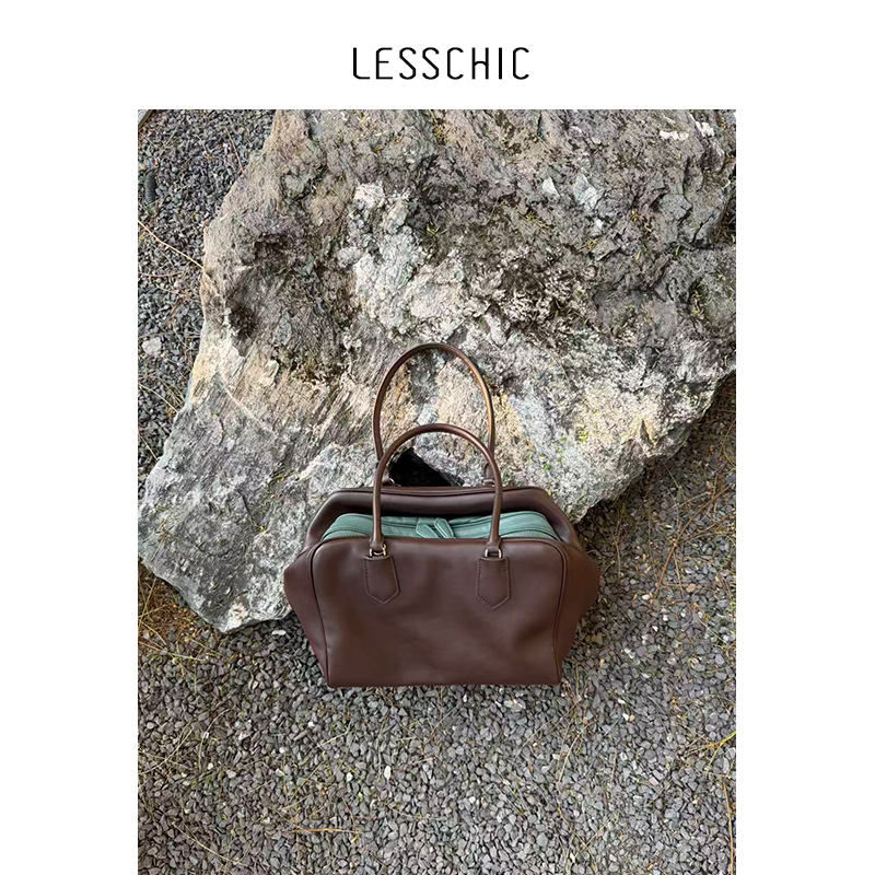 Lesschic【P-Sandwich Cookie Large Size】Leather Interior, Versatile Large-Capacity Shoulder Tote Bag