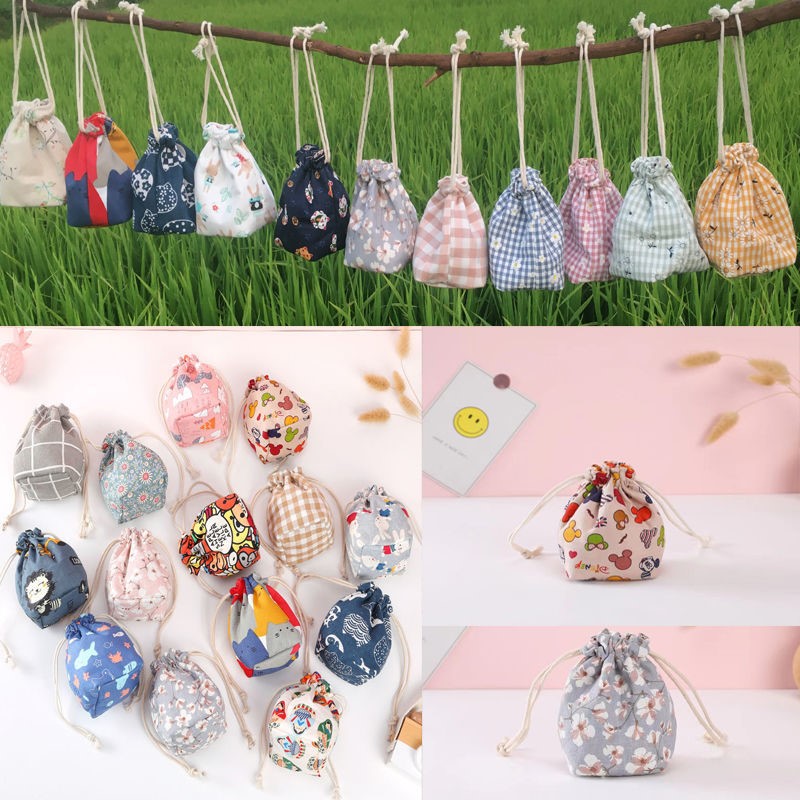 Japan-Japan Fields Garden Canvas Small Freshener Girls Seniors Zero Wallet Women Headphones Bag Coin Key Bag Mini Small Cloth Bag