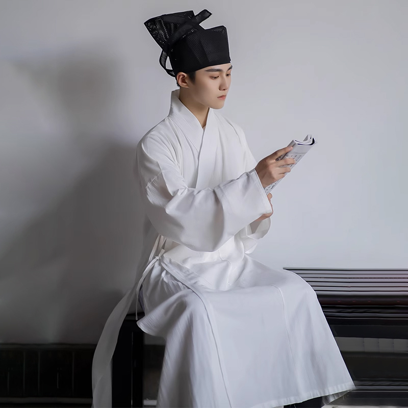 Bushi Hanfu Straight Robe with Inner Shirt and Round-Neck Robe, Feiyu National Trend, Chinese Style Inner Wear, Student Sleepwear, Spring New