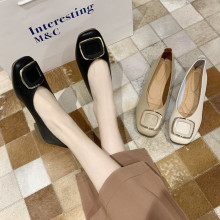 虹语儿中跟百搭方扣单鞋