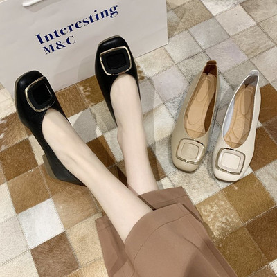 虹语儿中跟百搭方扣单鞋