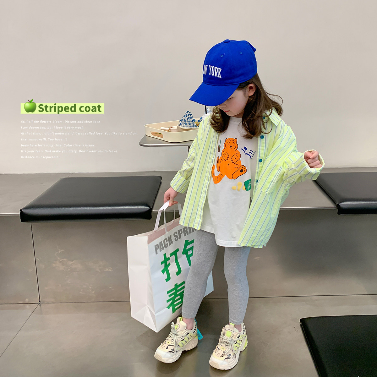 Boudin Haru 2022 Spring Autumn New Children Foreign Pie Spring Shirt Girl Spring Striped Jacket Spring Dress Blouse