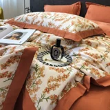 Хлопковый демисезонный комплект, утепленная хлопковая простыня, одеяло, пододеяльник, покрывало, легкий роскошный стиль, 4 предмета