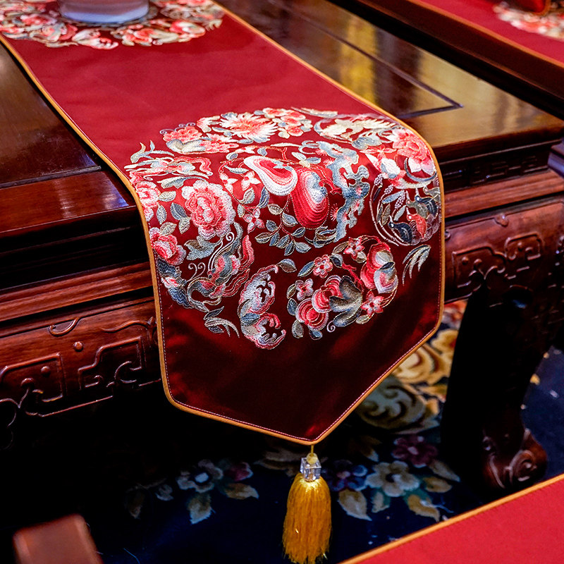 New Chinese style embroidery table flag Zen Chinese style tablecloth living room dining table TV cabinet coffee table fabric bed flag