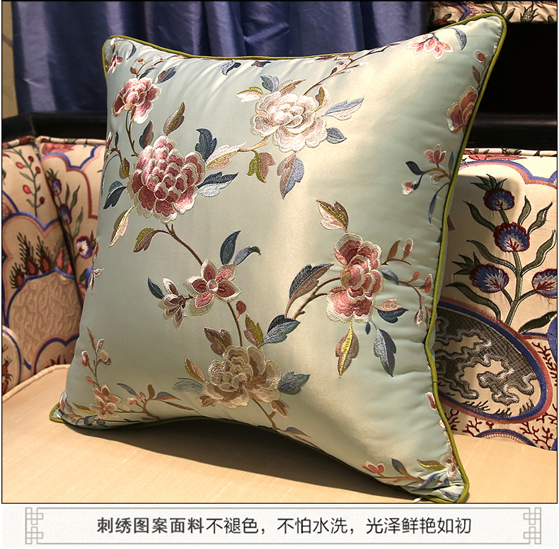 Trung Quốc hiện đại Trung Quốc Gối thêu Phòng khách Sofa Da Thêu Đệm Ghế văn phòng Gối Đơn giản tùy chỉnh Set - Trở lại đệm / Bolsters chăn gối 2 trong 1