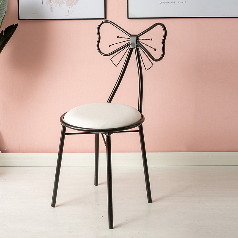 Nordic Backrest Mesh Red Makeup Chair European Style Medeco Chair Modern Minimalist Bedroom Princess Teenage Girl Hearts Makeup Bench Stools