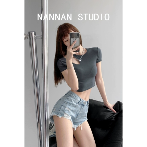 Джинсовая юбка, шорты, тонкие приталенные штаны, европейский стиль, оверсайз