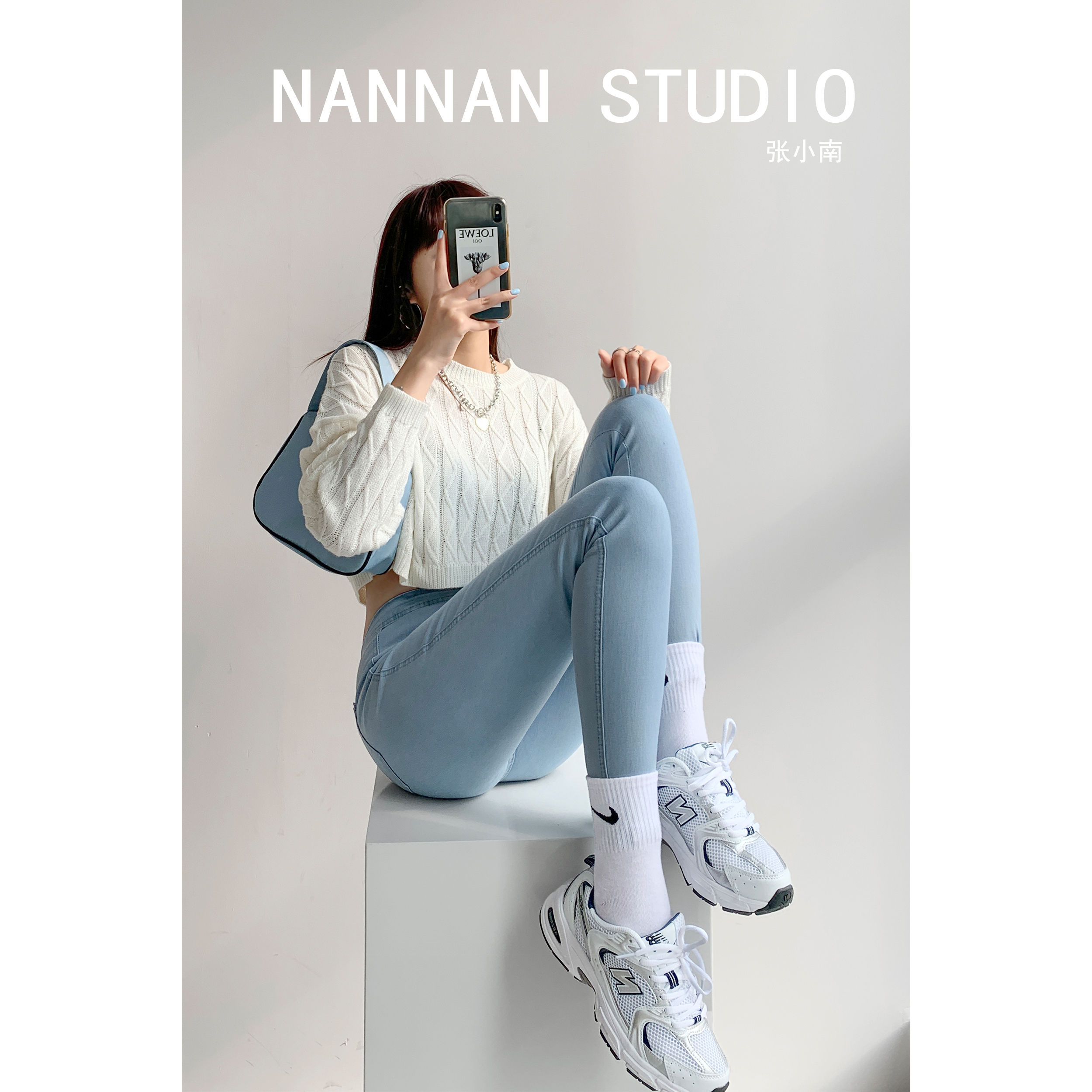 American style high slim jeans women's nine-point pencil pants spring 2022 new elastic tight-fitting narrow-tube pants tide