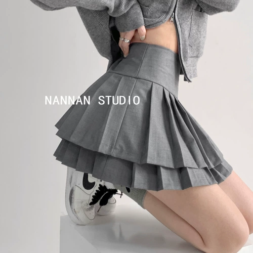 Осенняя юбка в складку, костюм, высокая талия, по фигуре