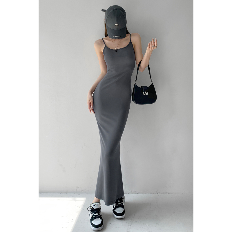 European and American Hot Girl Kardashian Style Tight-Fitting Sexy Adjustable Strap Slip Dress Pure Desire Bodycon Long Dress