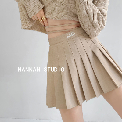 taobao agent Pleated skirt, belt, mini-skirt, high waist, A-line