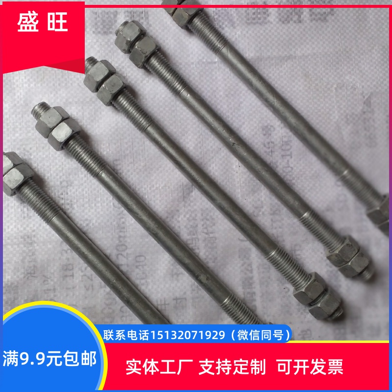 Q235 hot-dip galvanized double head bolt wire rod wearing wall wire outdoor power special anti-rust M16M18 * 250-500