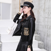 2021 Autumn New Korean fashion puleather small leather jacket short wash leather personality BAO WEN pocket locomotive clothing tide