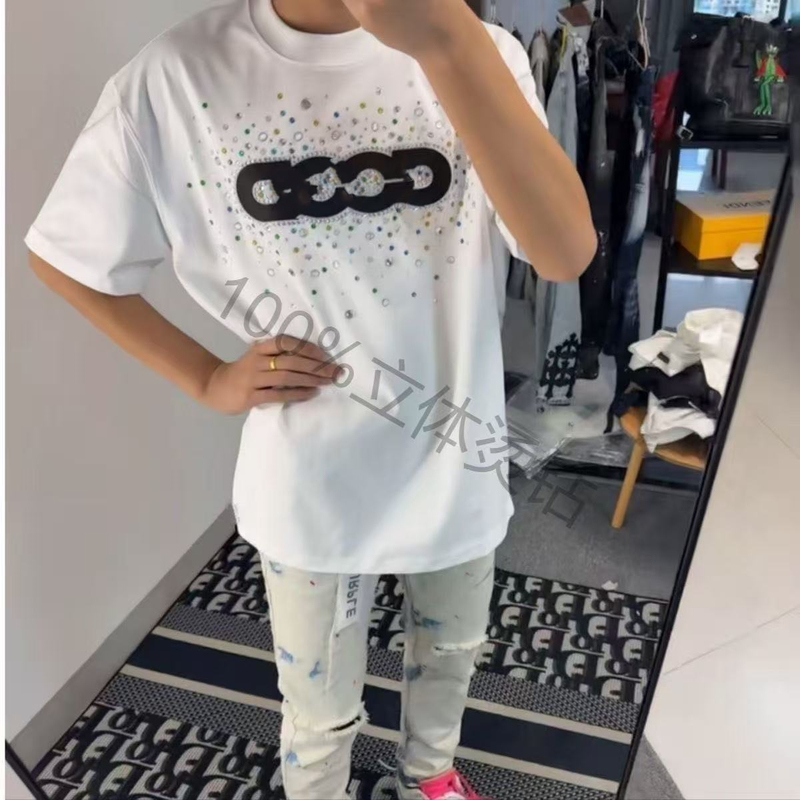 【Light Luxury Gems】Internet Celebrity Good Holiday Colorful Candy Gem Pure Cotton Short-Sleeve T-Shirt Unisex Top